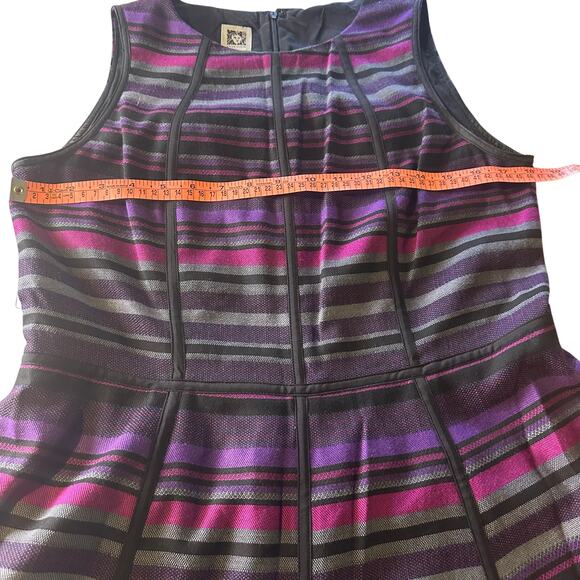 Anne Kleine Women 10 a-line dress fully lined piping Black purple sleeveles - Picture 9 of 12